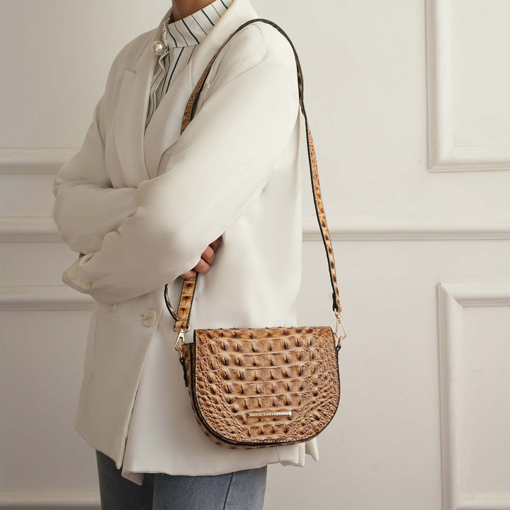 Croco Cognac MKF Collection By Mia K Amalia Solid Croc Crossbody Bag