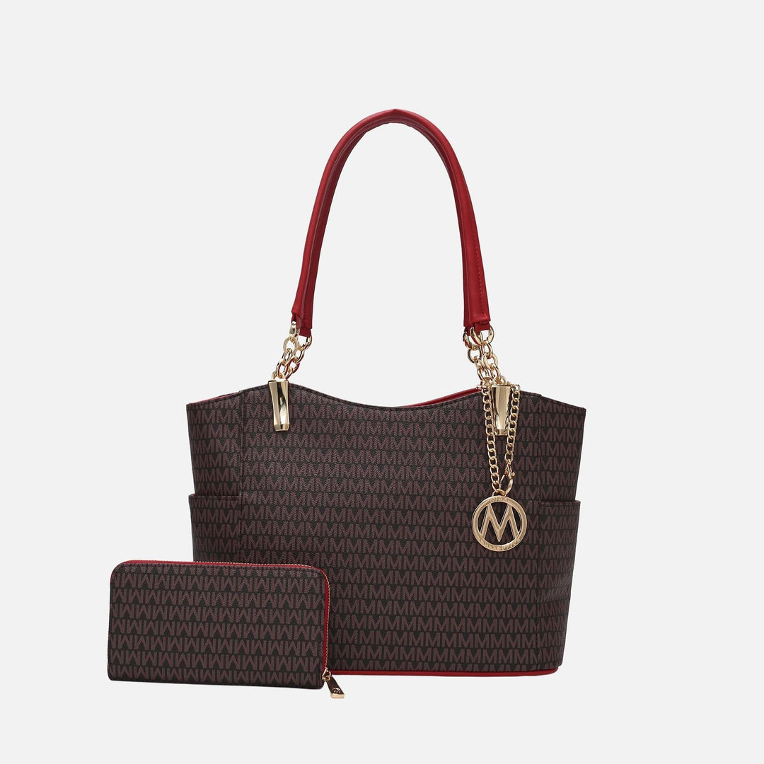 Fuchsia MKF Collection By Mia K Savannah Signature Tote Bag And Wallet Set