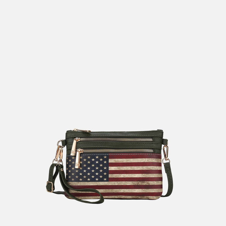 Light Blue MKF Collection By Mia K Alisson Printed Flag Crossbody Bag
