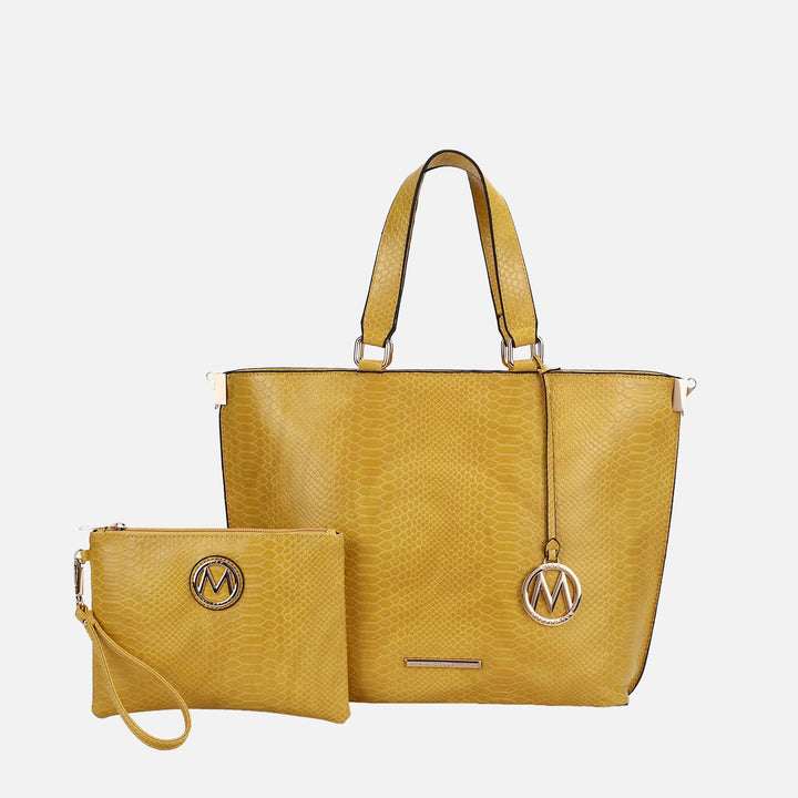 MKF Collection By Mia K Beryl Embossed Tote Bag And Wristlet Set