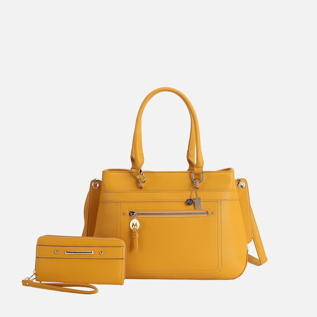 Midnight Blue MKF Collection By Mia K Gardenia Tote Bag And Wallet Set