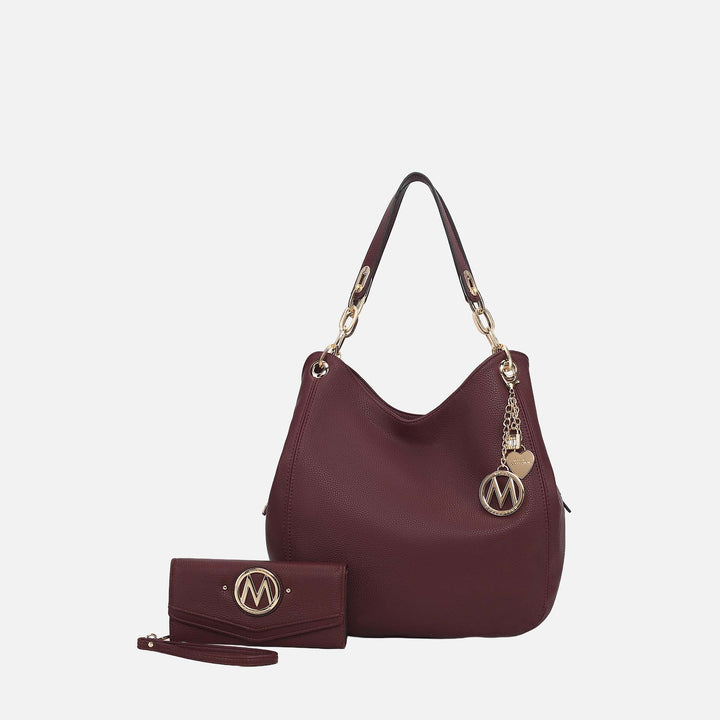 Purple MKF Collection By Mia K Ashley Hobo Bag And Wallet Set