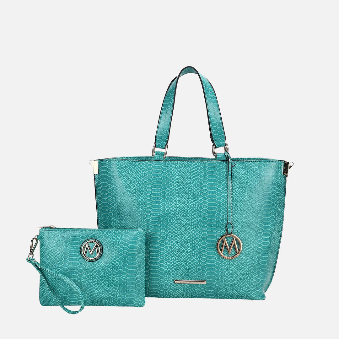 MKF Collection By Mia K Beryl Embossed Tote Bag And Wristlet Set