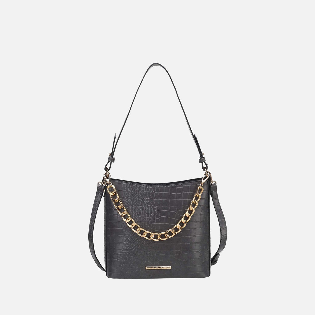 Black MKF Collection By Mia K Bizzy Embossed Shoulder Bag