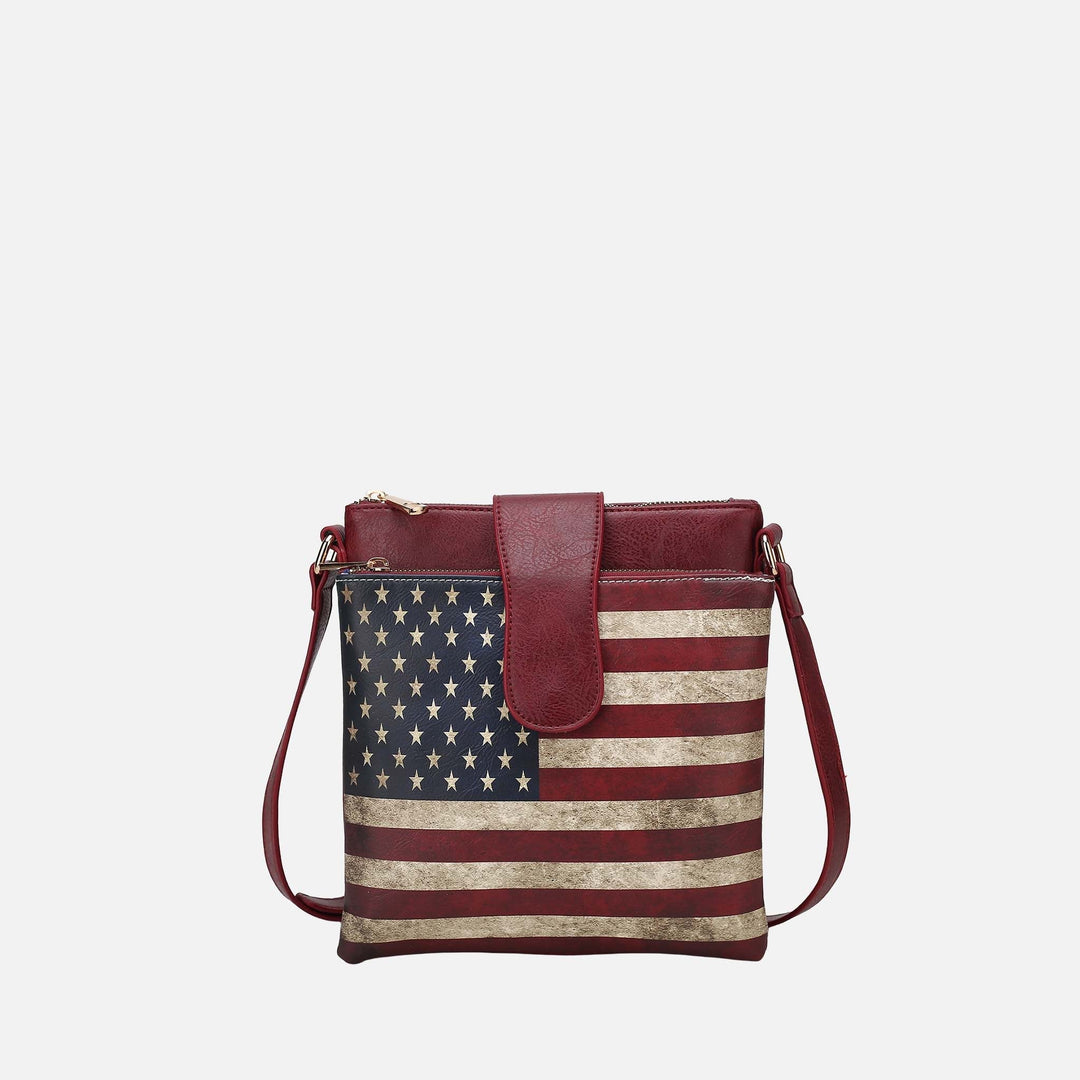 MKF Collection By Mia K Josephine Printed Flag Crossbody Bag