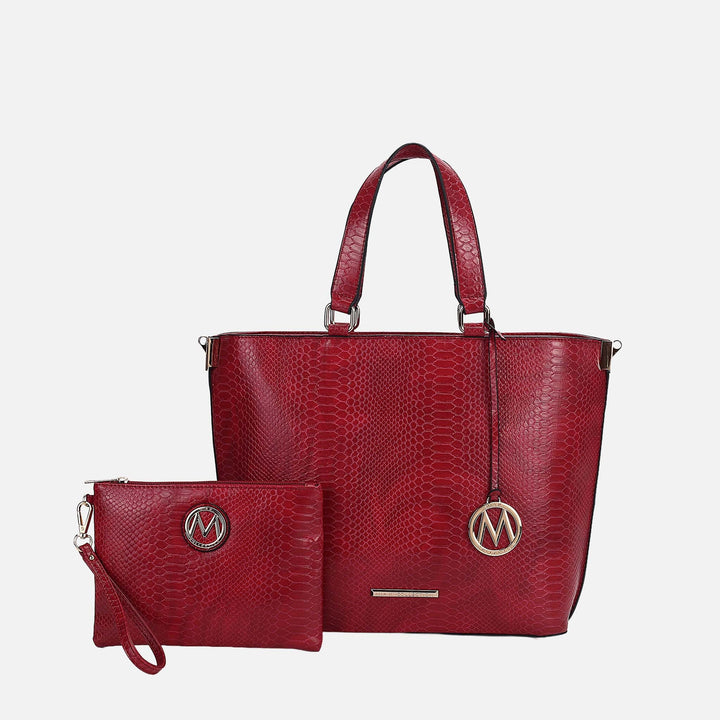 MKF Collection By Mia K Beryl Embossed Tote Bag And Wristlet Set