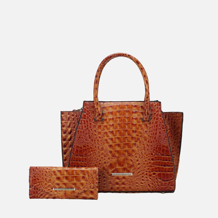 Croco Taupe MKF Collection By Mia K Viridiana Croc Tote Bag And Set
