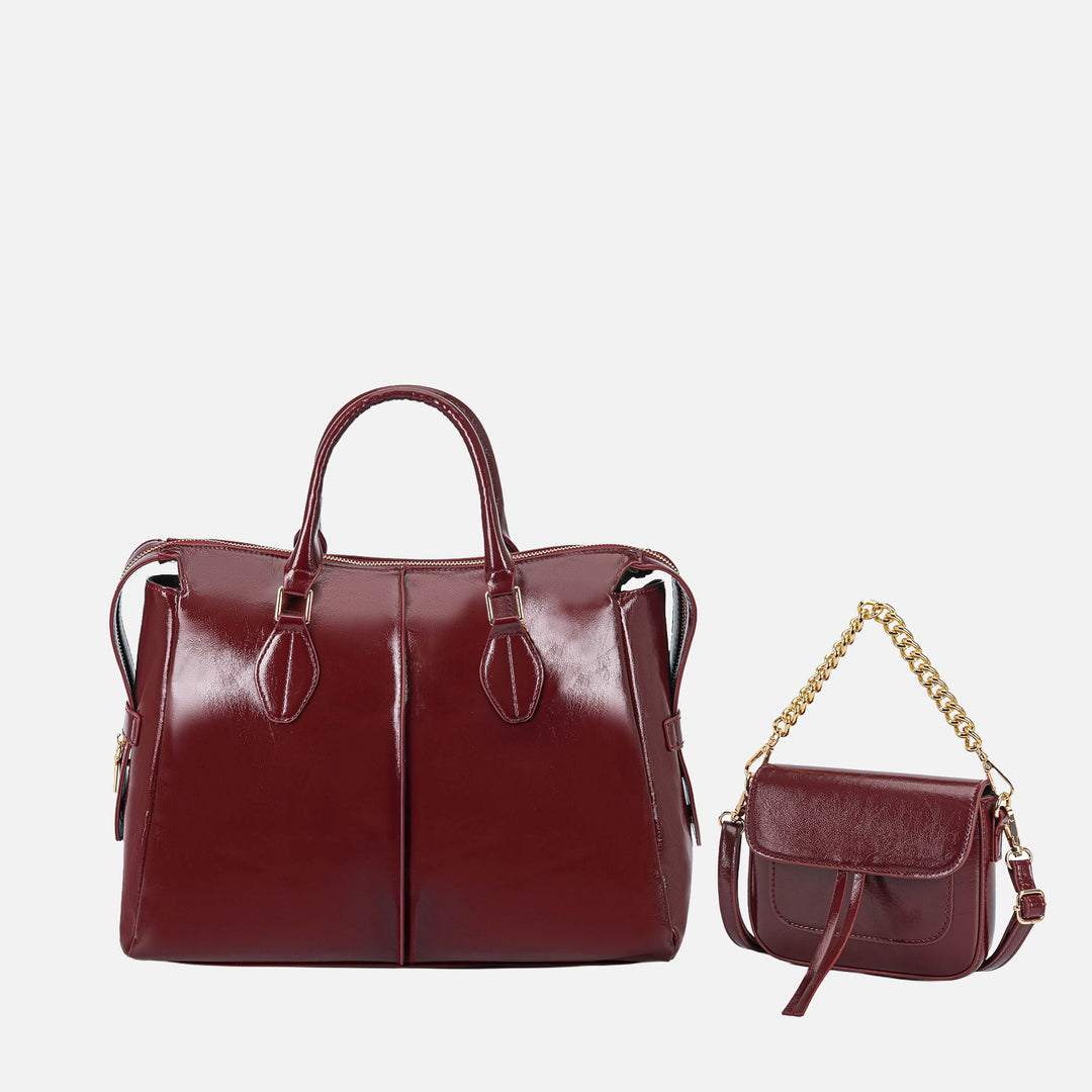 Chestnut MKF Collection By Mia K Yareli Tote Bag With Mini Bag 2 Piece Set