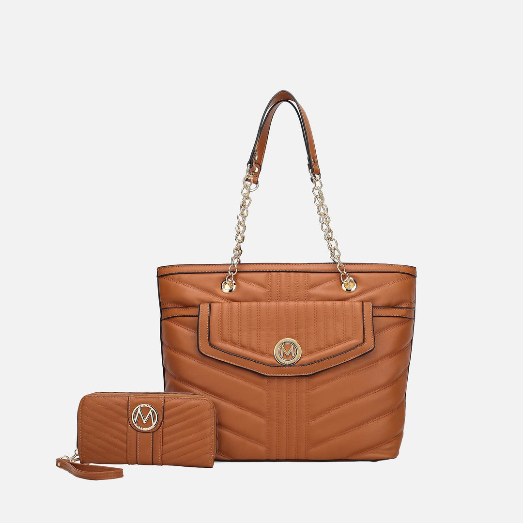Chocolate MKF Collection By Mia K Chiari Tote Bag And Wallet Set