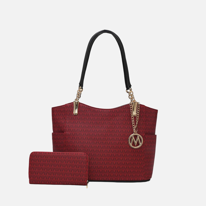 Tan MKF Collection By Mia K Savannah Signature Tote Bag And Wallet Set
