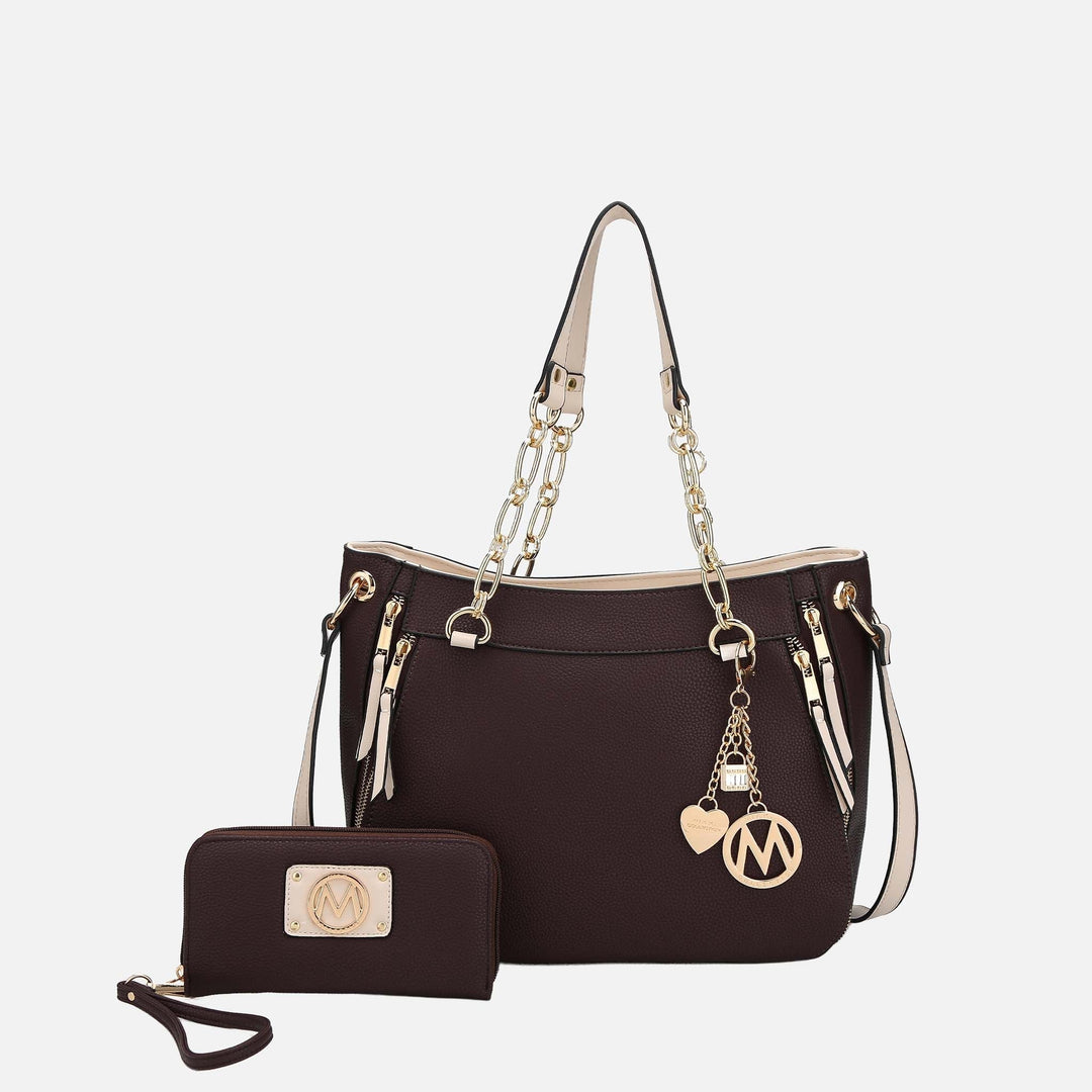 Chocolate MKF Collection By Mia K Lina Shoulder Bag And Wallet Set
