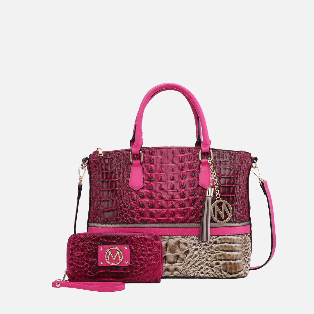 Croco Taupe MKF Collection By Mia K Autumn Tote Bag And Wallet Set