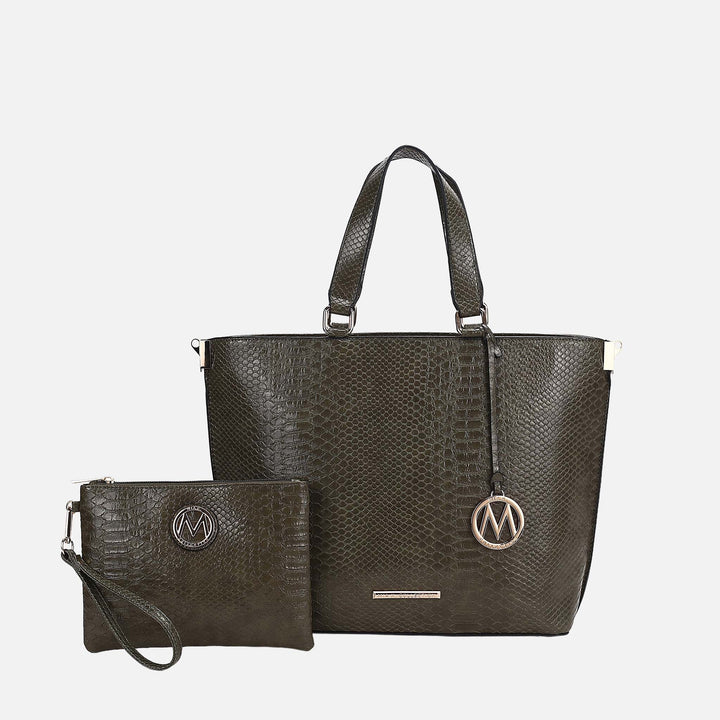 MKF Collection By Mia K Beryl Embossed Tote Bag And Wristlet Set