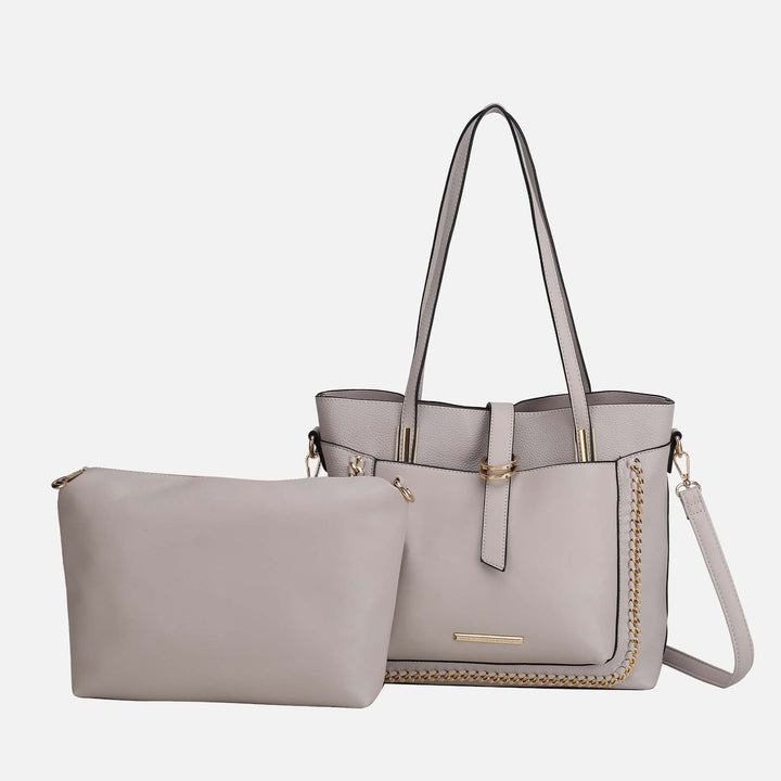 Taupe MKF Collection By Mia K Raya Shoulder Bag And Set