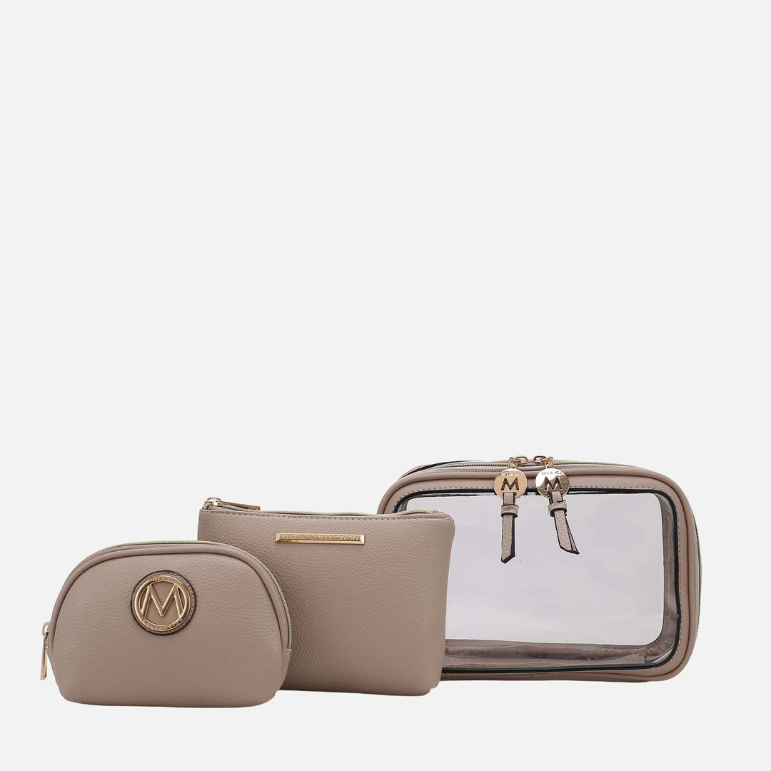 Grey MKF Collection By Mia K Laura Cosmetic Case And Set