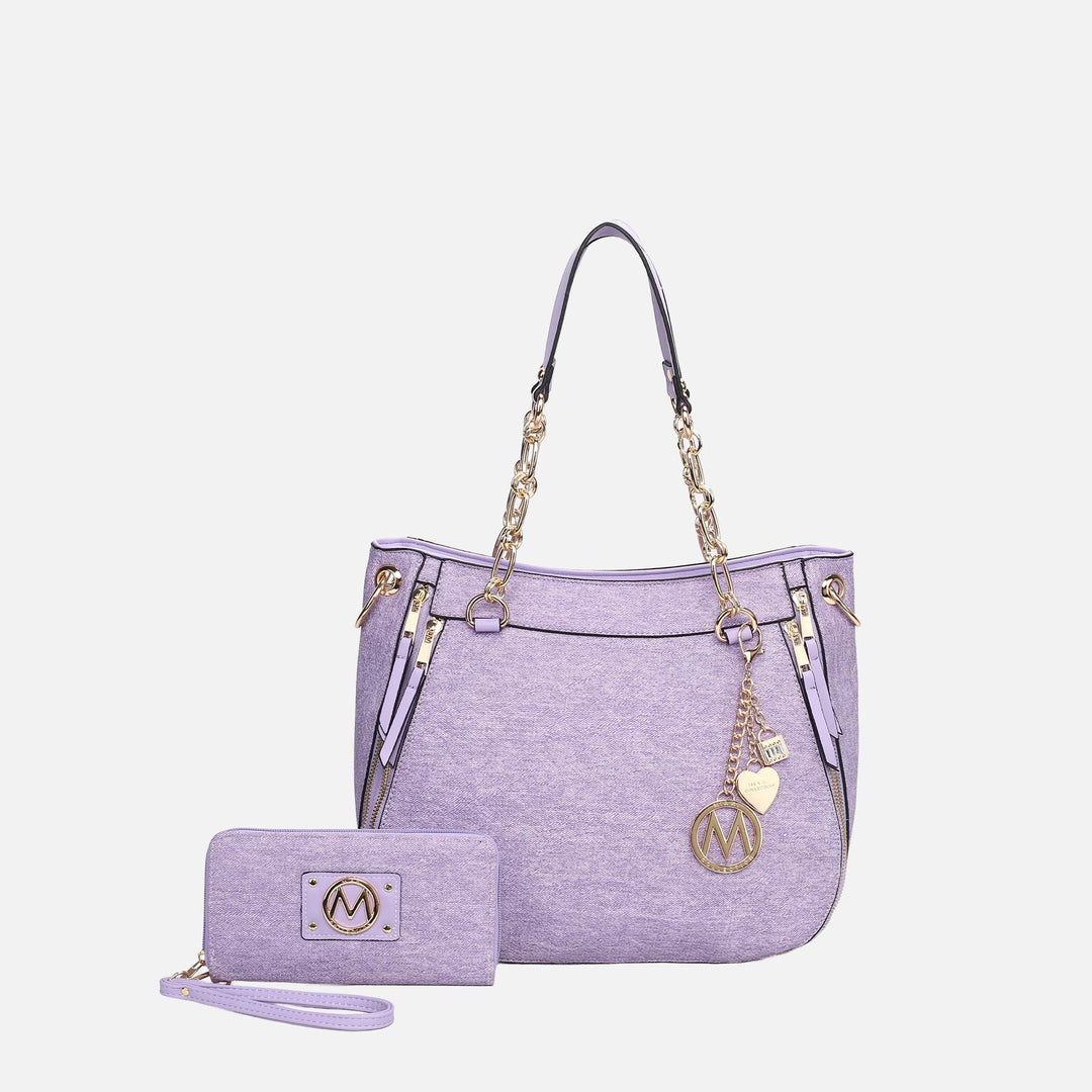 Pink MKF Collection By Mia K Lina Ll Tote Bag And Wallet Set