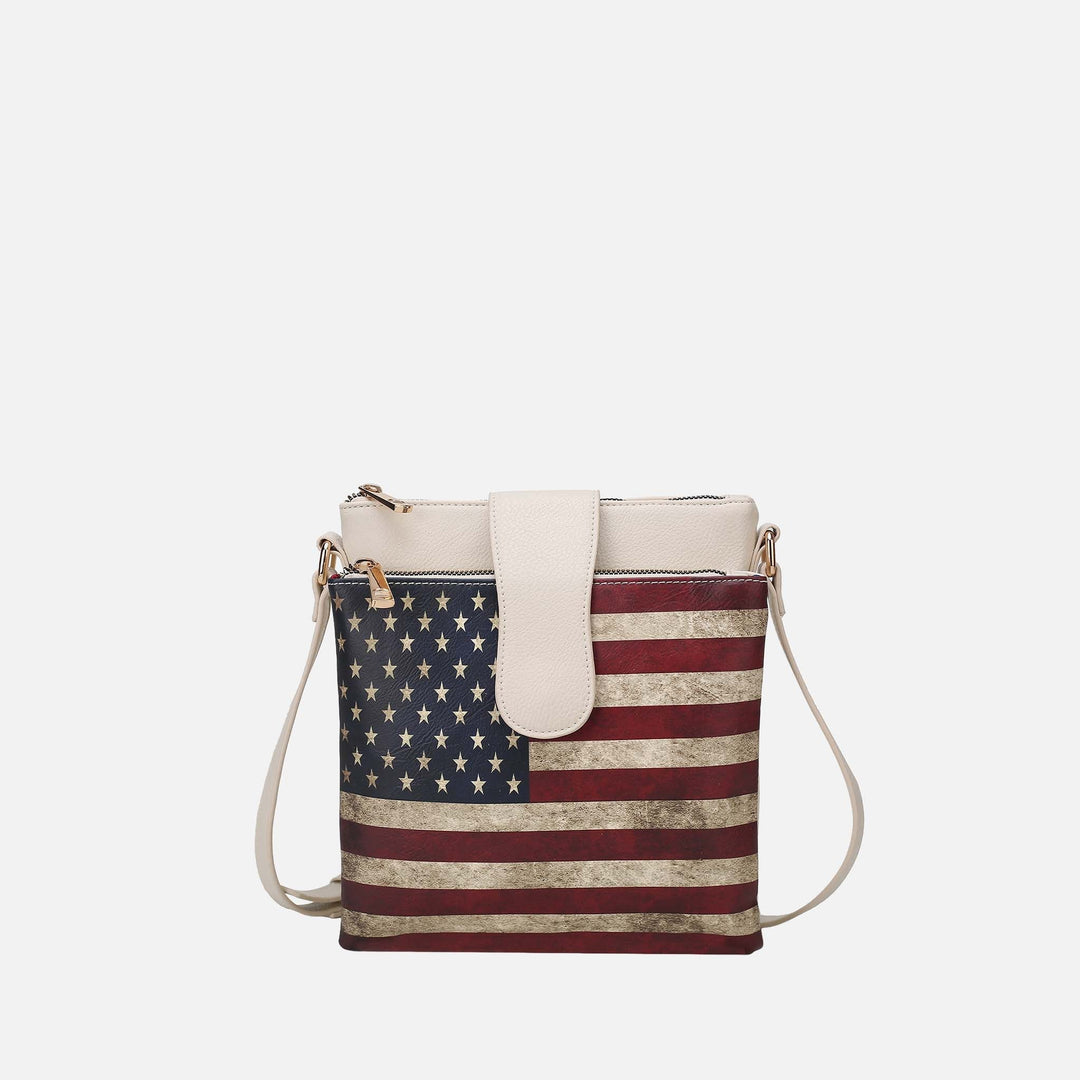 Beige MKF Collection By Mia K Josephine Printed Flag Crossbody Bag