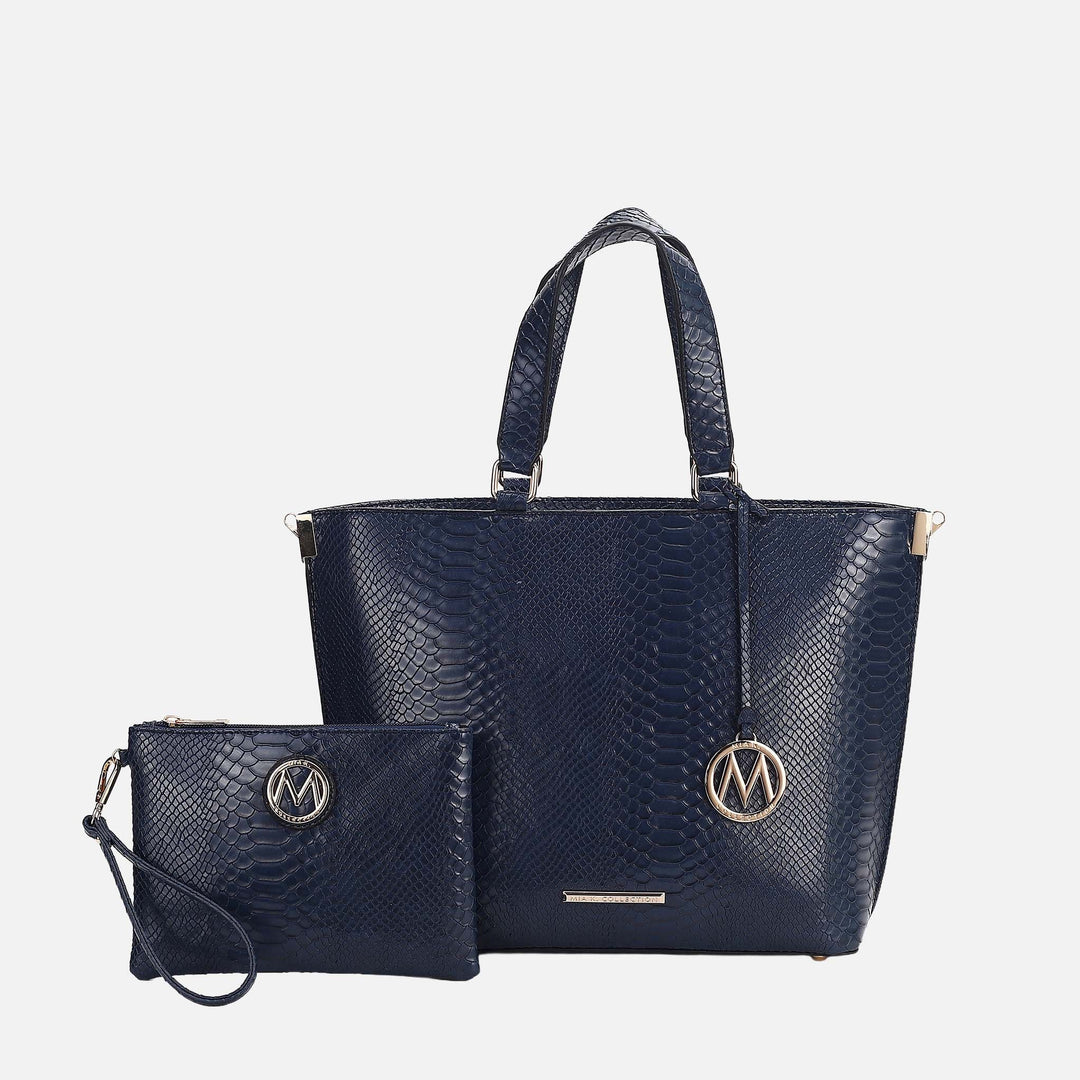 Yellow MKF Collection By Mia K Beryl Embossed Tote Bag And Wristlet Set