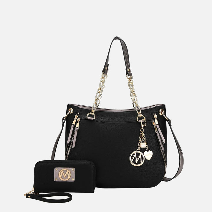 Taupe MKF Collection By Mia K Lina Shoulder Bag And Wallet Set