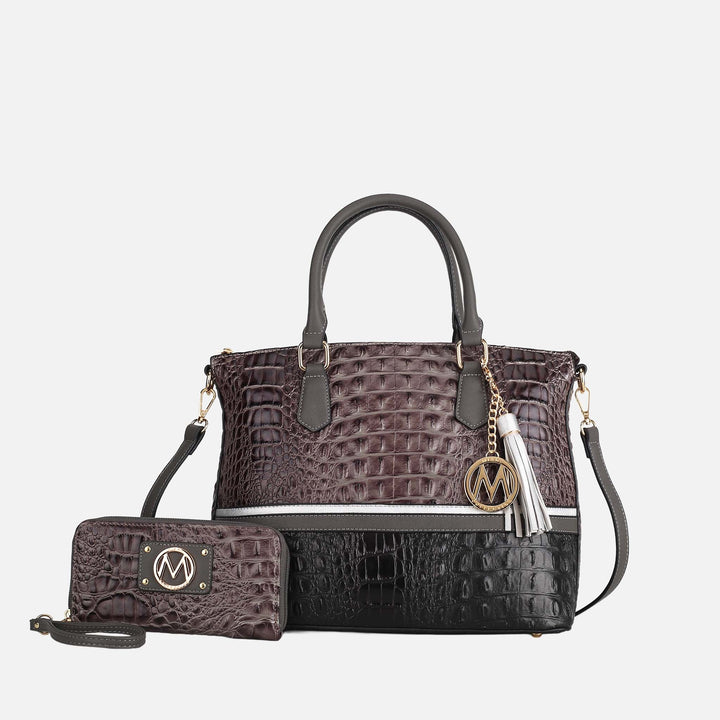 Croco Purple MKF Collection By Mia K Autumn Tote Bag And Wallet Set