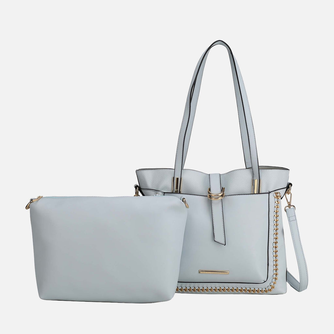 Pewter MKF Collection By Mia K Raya Shoulder Bag And Set