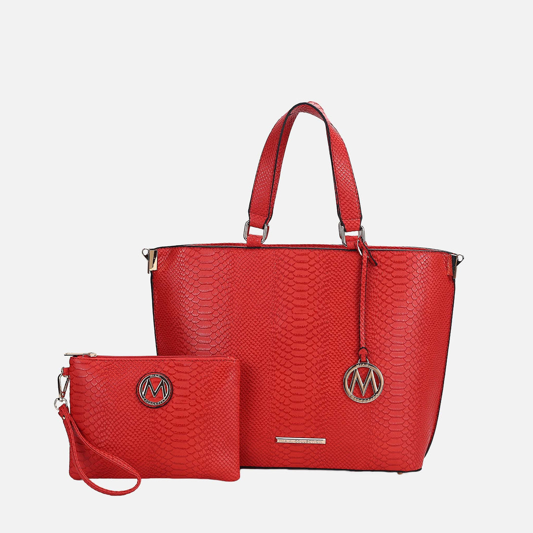 Seafoam MKF Collection By Mia K Beryl Embossed Tote Bag And Wristlet Set