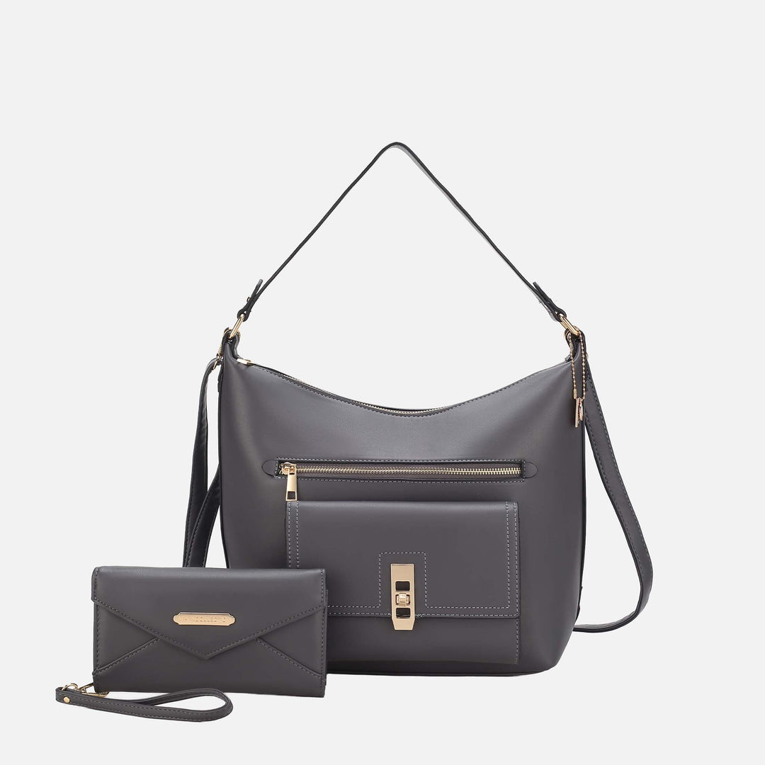 Pewter MKF Collection By Mia K Clara Shoulder Bag And Set