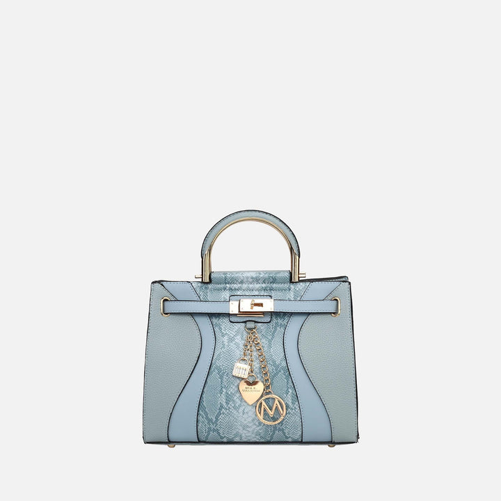 Snake Pink MKF Collection By Mia K Cassia Snake Embossed Satchel Bag