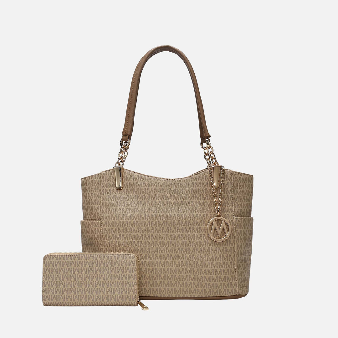 Light Blue MKF Collection By Mia K Savannah Signature Tote Bag And Wallet Set