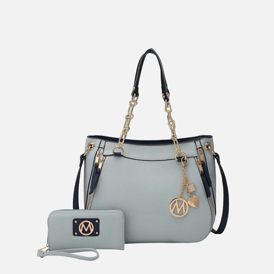 Navy MKF Collection By Mia K Lina Shoulder Bag And Wallet Set