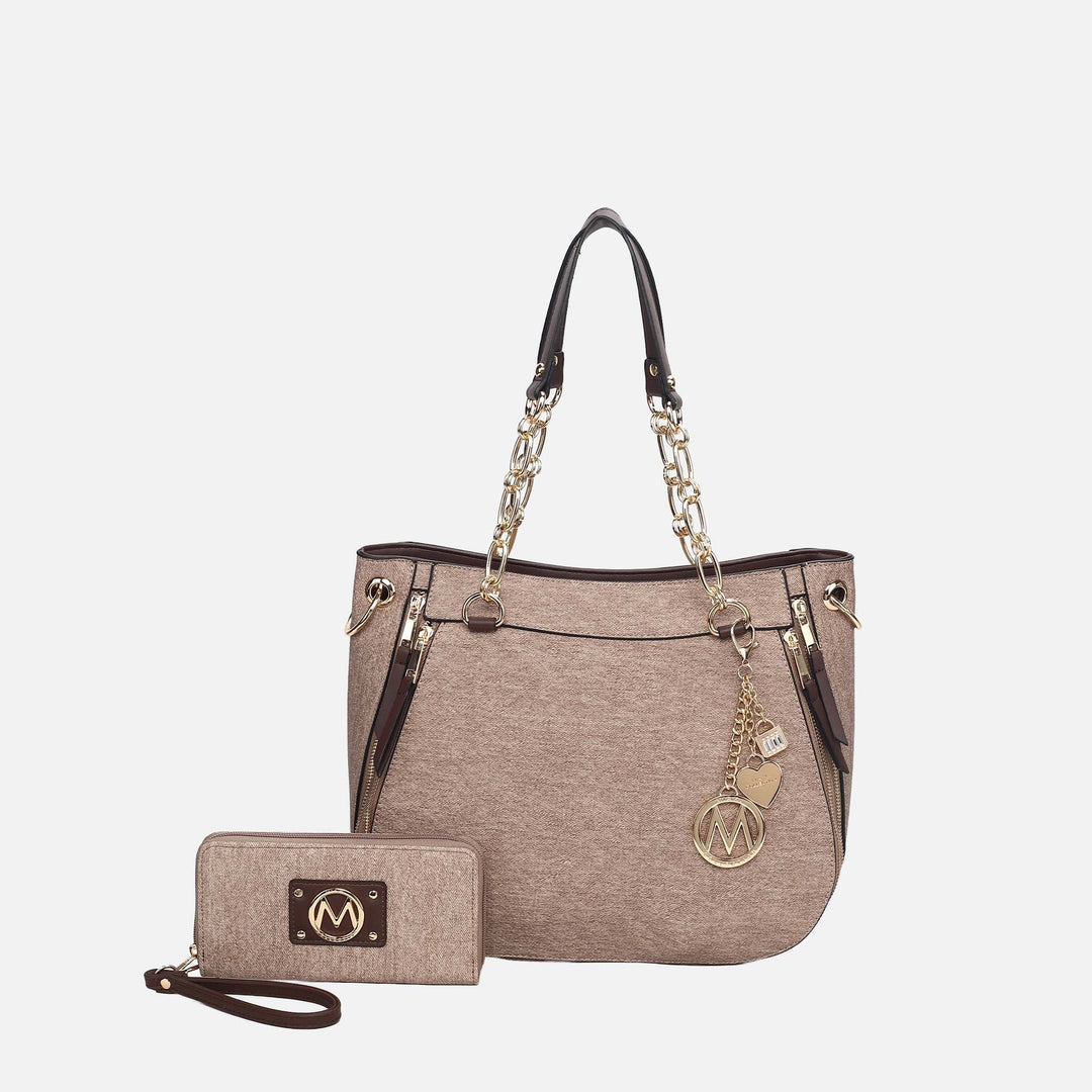Navy MKF Collection By Mia K Lina Ll Tote Bag And Wallet Set