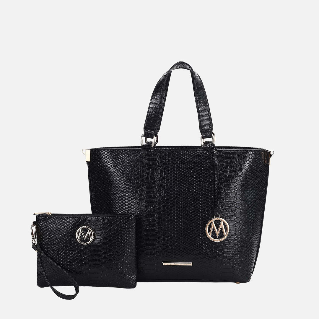 Hunter MKF Collection By Mia K Beryl Embossed Tote Bag And Wristlet Set