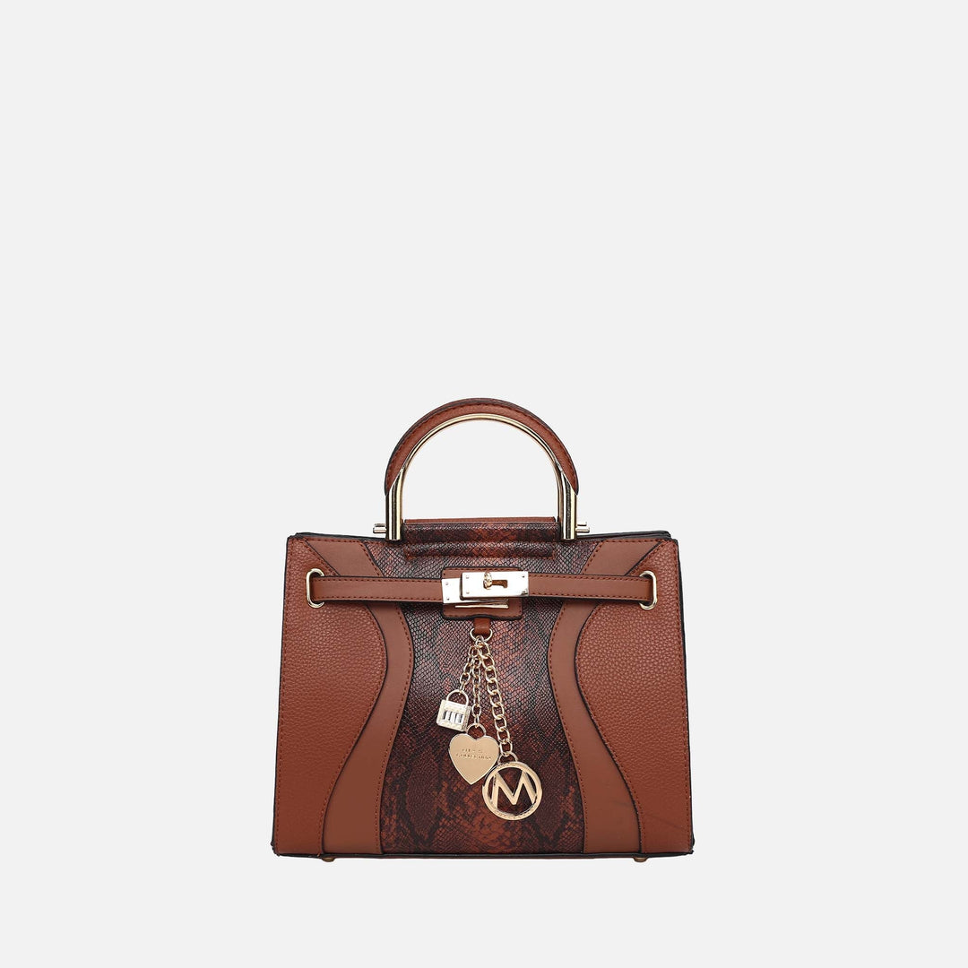 Snake Black MKF Collection By Mia K Cassia Snake Embossed Satchel Bag