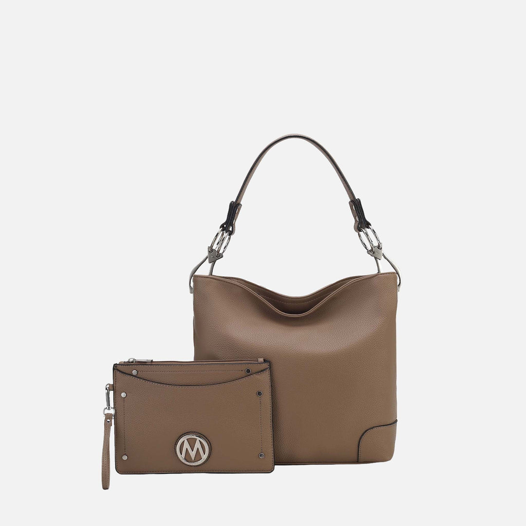 Charcoal Grey MKF Collection By Mia K Viviana Hobo Bag And Wristlet Set
