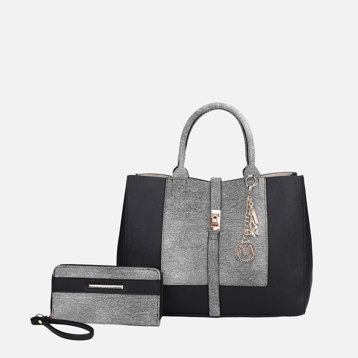 Navy MKF Collection By Mia K Yola Ii Tote Bag And Wallet Set