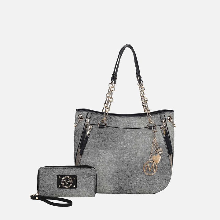 Lavender MKF Collection By Mia K Lina Ll Tote Bag And Wallet Set