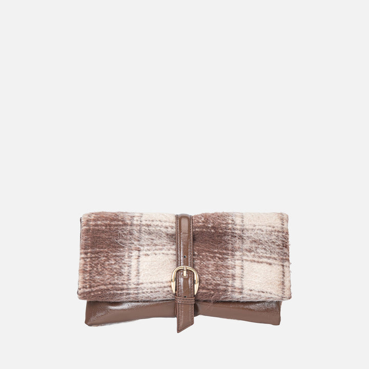 Chestnut Check MKF Collection By Mia K Koumei Faux Fur Clutch Bag