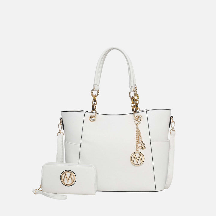 Navy MKF Collection By Mia K Bonita Tote Bag And Wallet Set