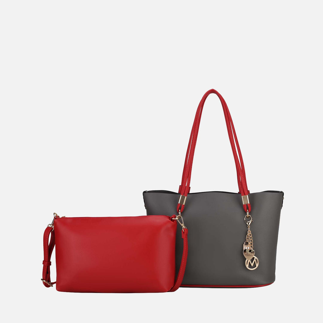 Navy MKF Collection By Mia K Malay Tote Bag And Cosmetic Pouch Set