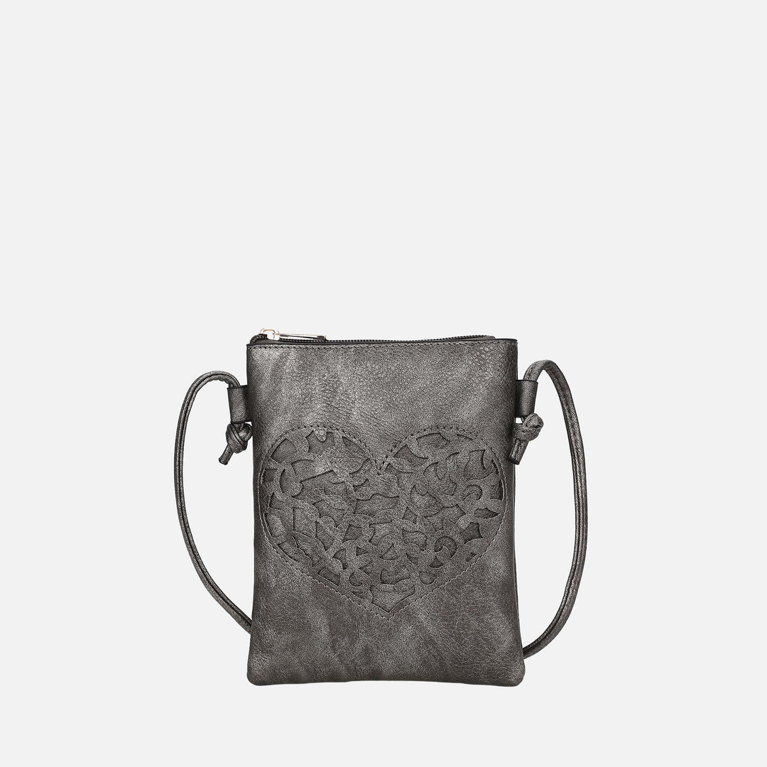 Charcoal Pink MKF Collection By Mia K Heartly Crossbody Bag