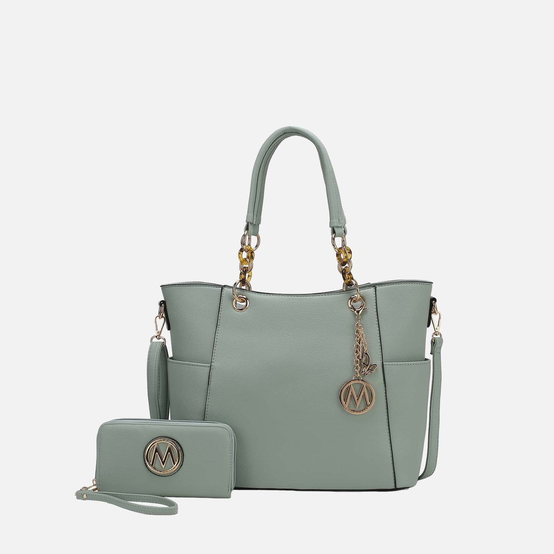 Green MKF Collection By Mia K Bonita Tote Bag And Wallet Set