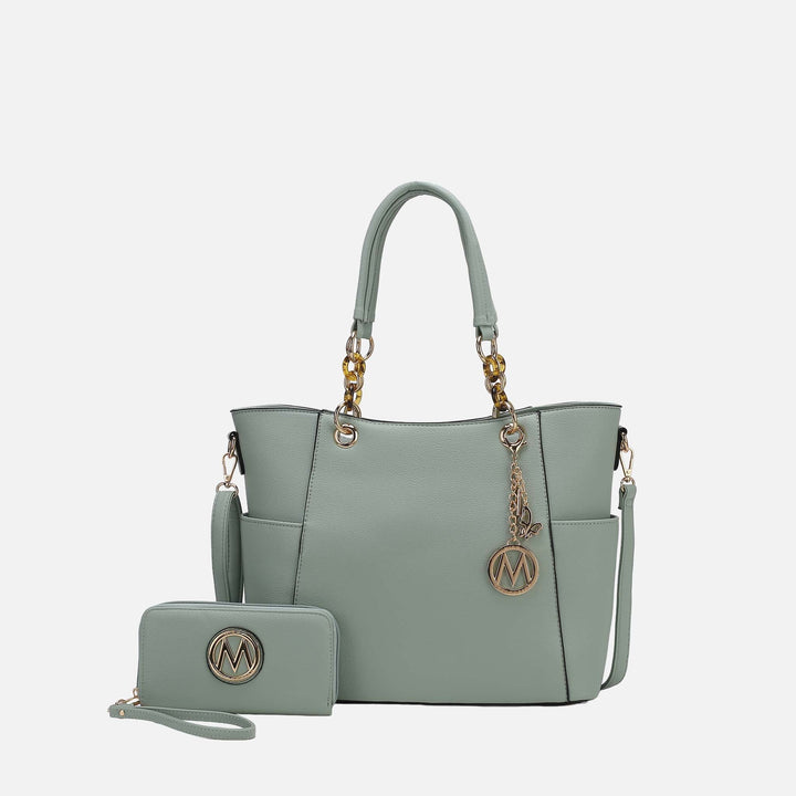 Green MKF Collection By Mia K Bonita Tote Bag And Wallet Set
