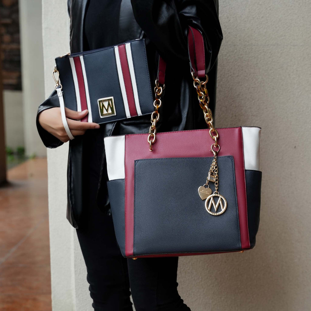 Cognac Brown MKF Collection By Mia K Rochelle Tote And Wristlet Set