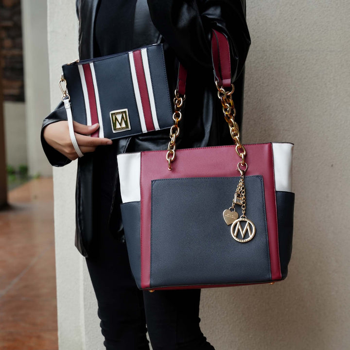Cognac Brown MKF Collection By Mia K Rochelle Tote And Wristlet Set