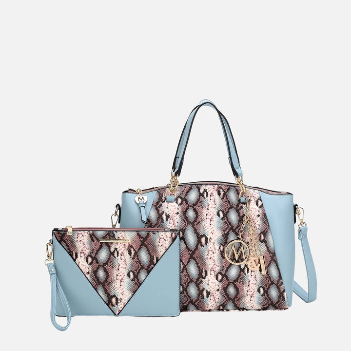 Navy MKF Collection By Mia K Addison Shoulder Bag And Wristlet Set