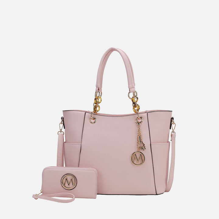Beige MKF Collection By Mia K Bonita Tote Bag And Wallet Set
