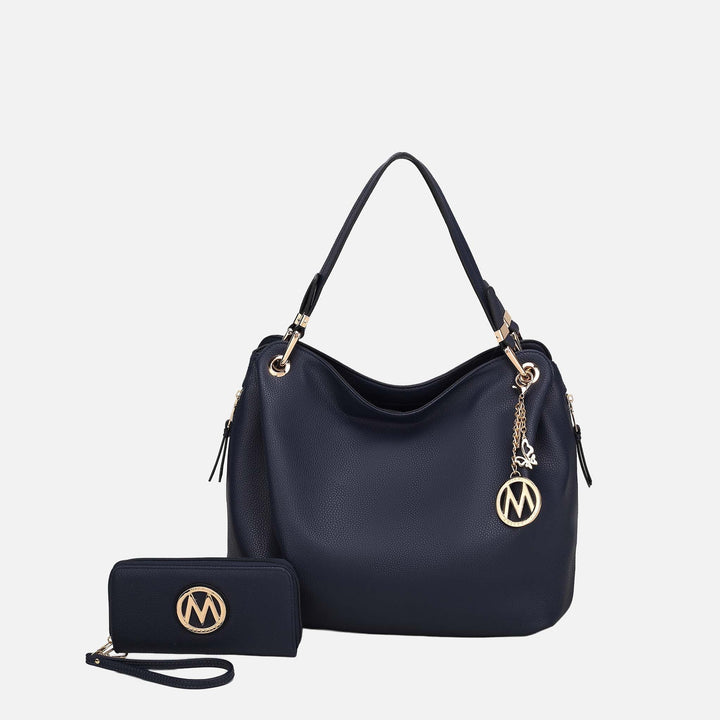 Black MKF Collection By Mia K Fabienne Hobo Bag And Wallet Set