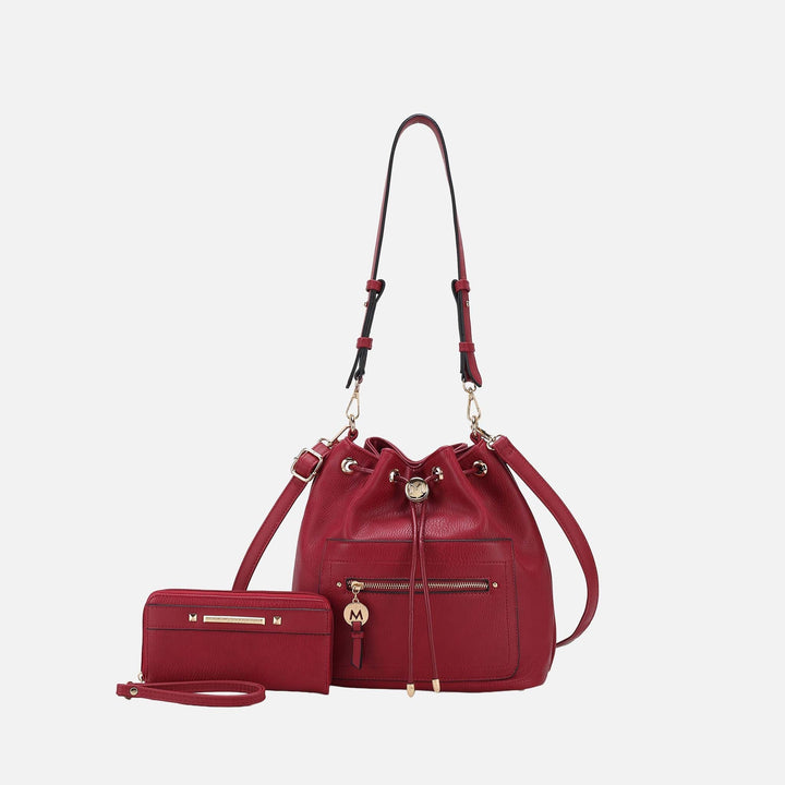 Pink MKF Collection By Mia K Larissa Bucket Bag And Wallet Set