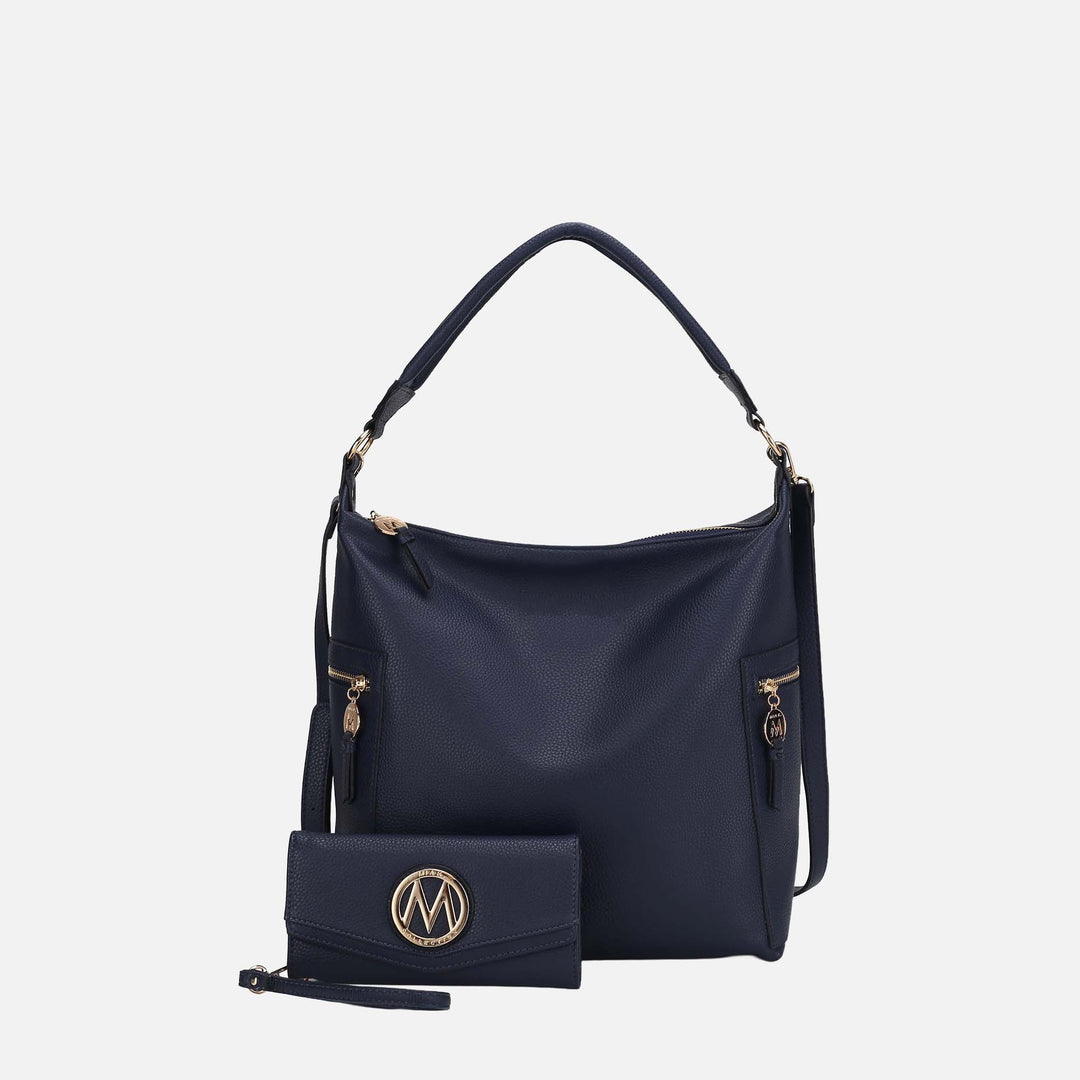 Navy MKF Collection By Mia K Ophelia Hobo Bag And Wallet Set