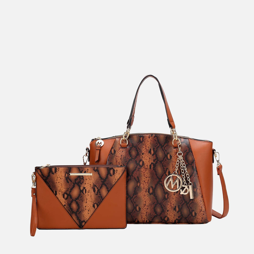 Coffee MKF Collection By Mia K Addison Shoulder Bag And Wristlet Set